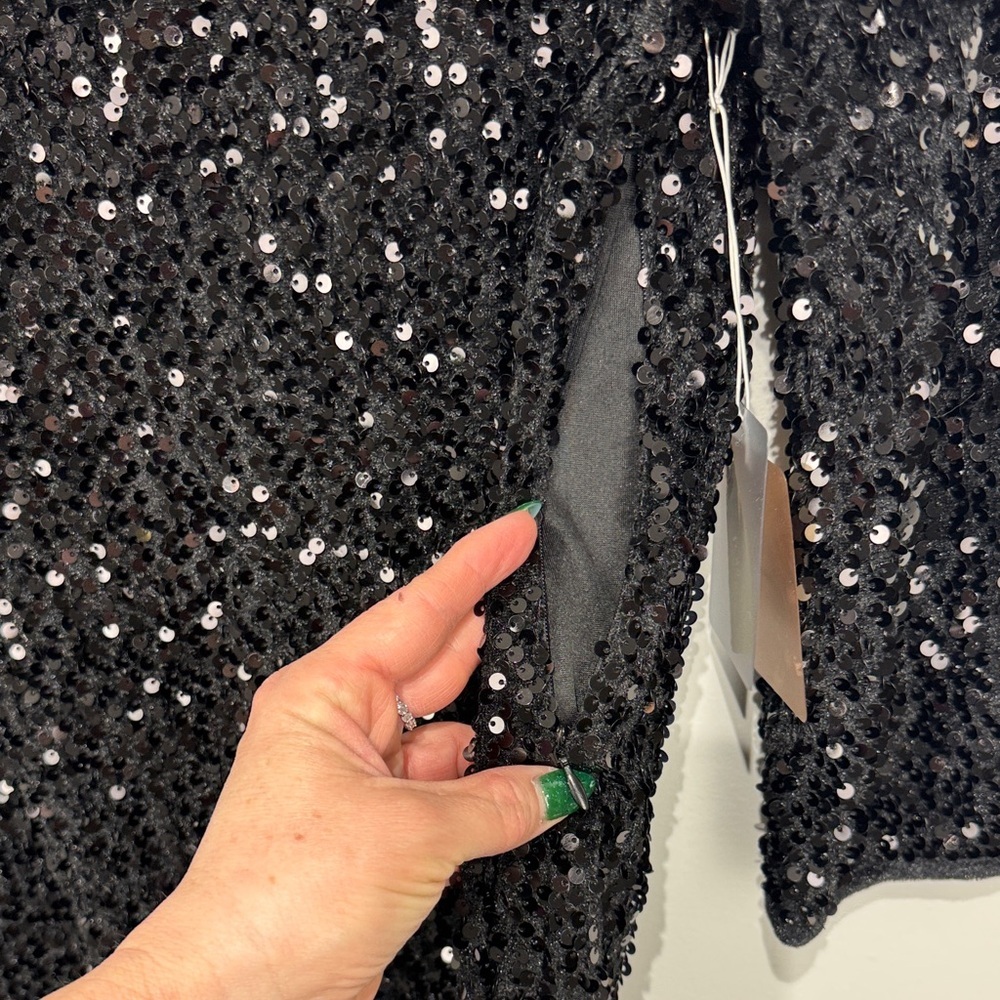NWT Forever 21 Contemporary Black Sequin 3/4 Sleeve Dress. Size Large - Picture 5 of 8